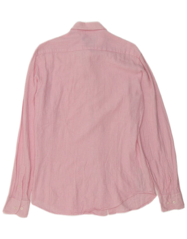 Massimo Dutti Chemise Homme Petit Carreau Rose Coton