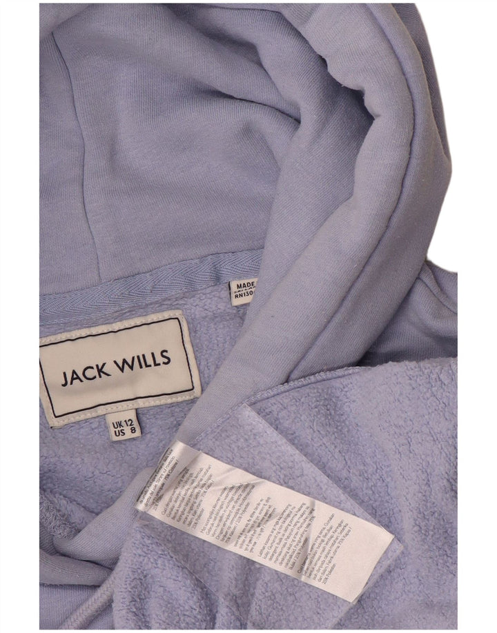 JACK WILLS Pull à capuche graphique pour femme UK 12 Coton violet moyen