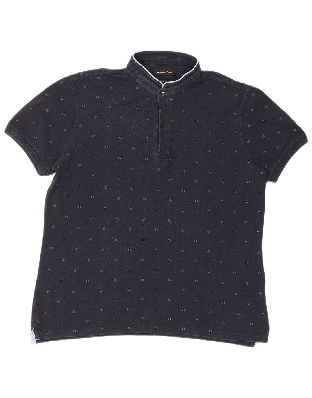 Massimo Dutti Polo Homme Large Bleu Marine À Pois