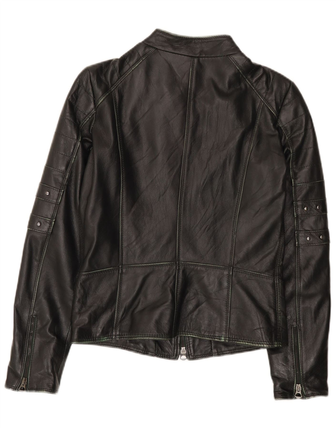 Veste motard en cuir femme vintage IT 44 Cuir noir moyen