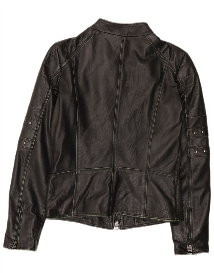 Veste motard en cuir femme vintage IT 44 Cuir noir moyen