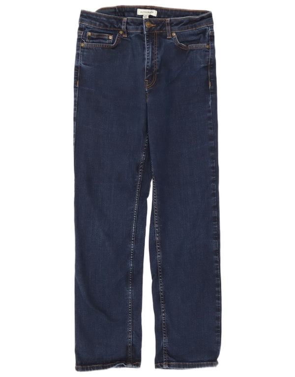 Marks & Spencer Jean droit pour femme UK 12 Medium W30 L27 Bleu marine Coton
