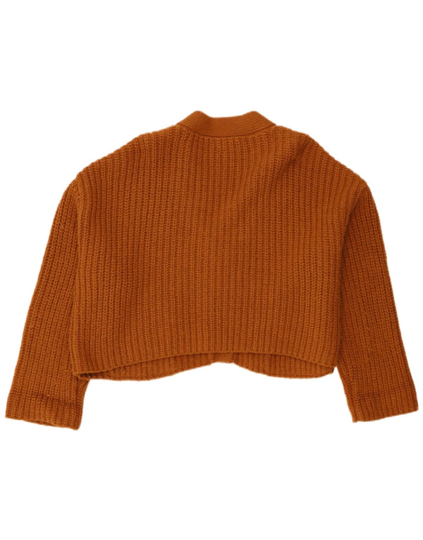 Zara Womens Crop Oversize Cardigan Pull UK 16 Grand Acrylique Marron