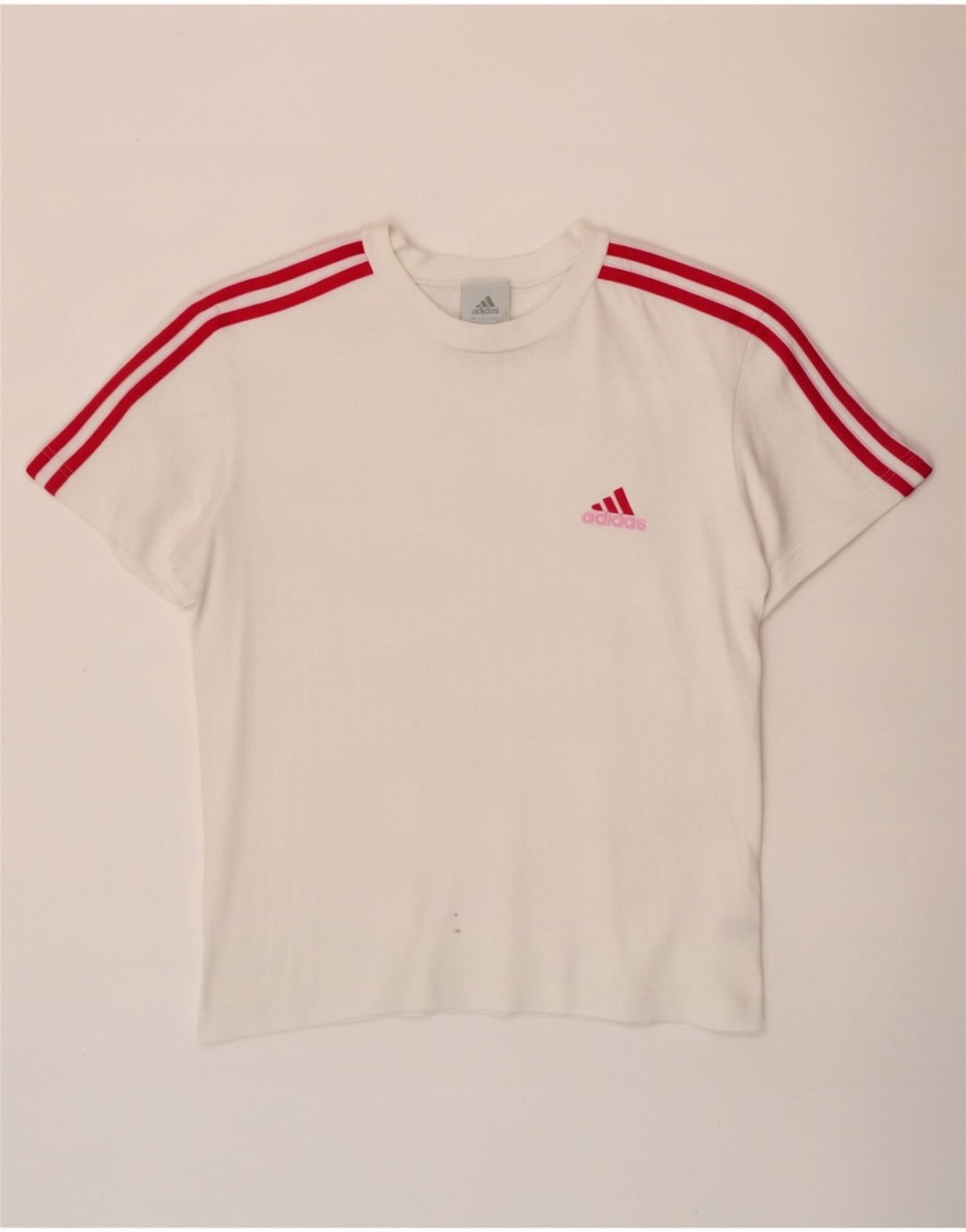 Adidas T-Shirt Femme Top UK 12 Coton Blanc Moyen