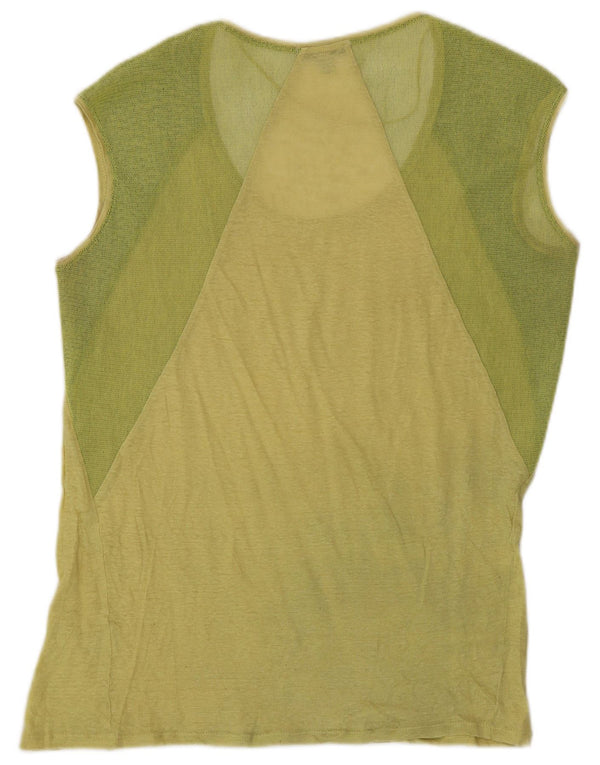 Zara Femme Trafaluc Débardeur UK 14 Lin Colorblock Jaune Moyen