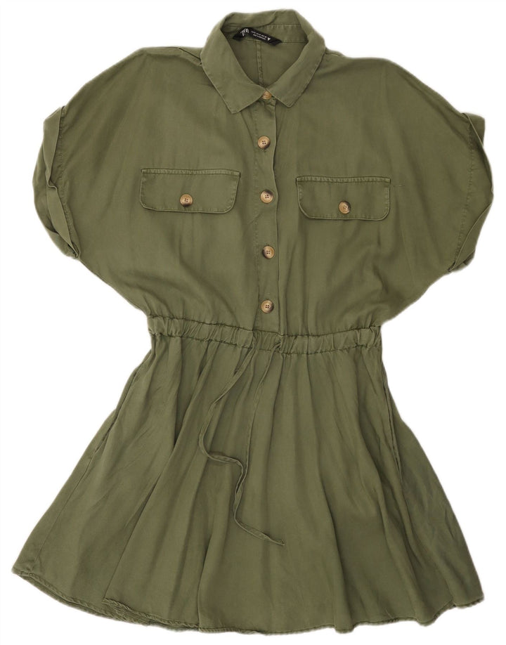 Zara Robe trapèze pour femme UK 12 Kaki moyen