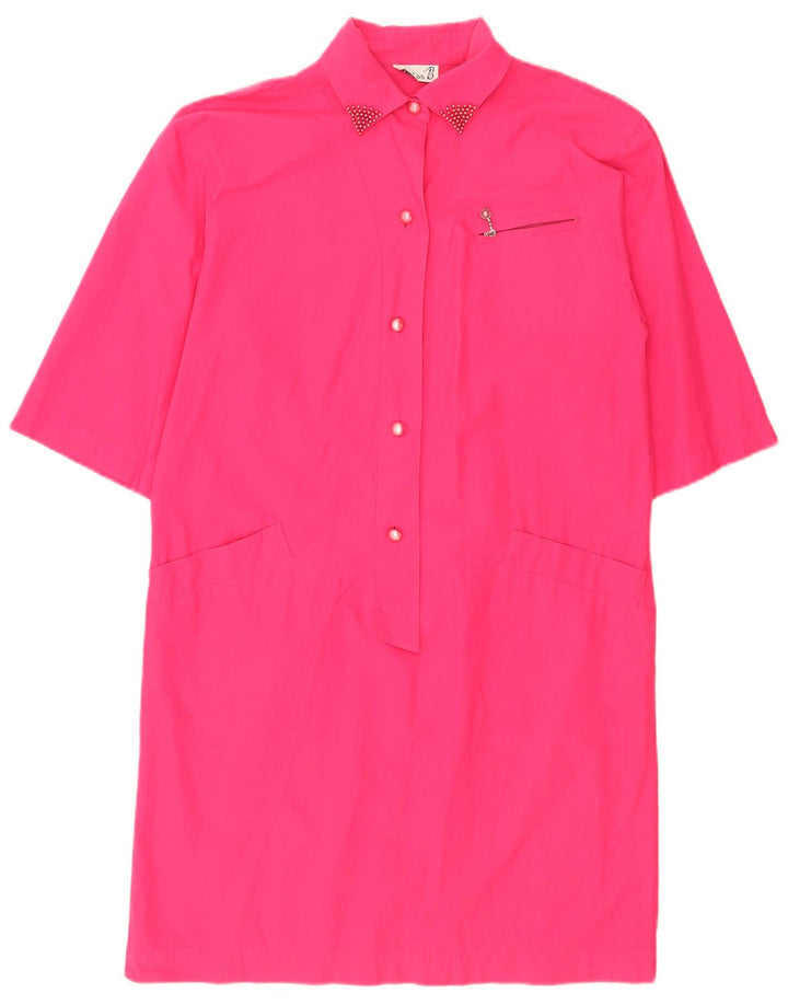vintage Femme Manches Courtes Pull Chemise Robe IT 42 Rose Moyen
