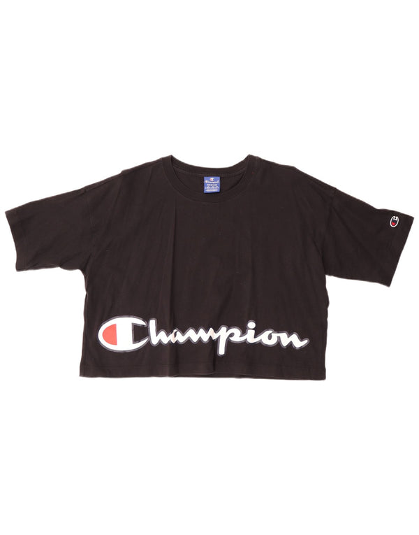 CHAMPION T-shirt court graphique pour femme UK 14 Noir moyen