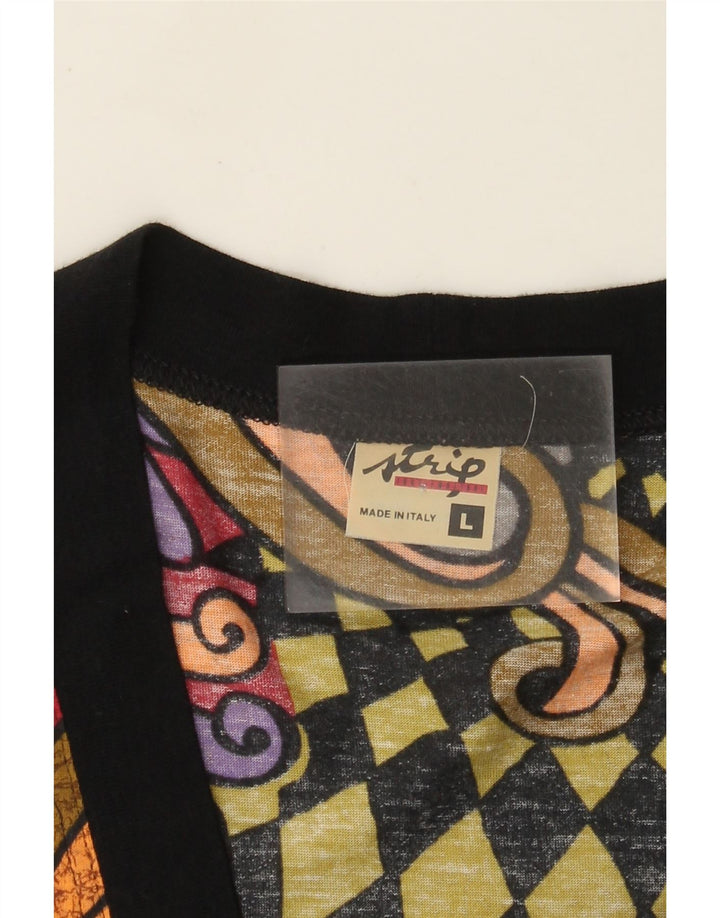 vintage Femmes Surdimensionné Cardigan Top UK 16 Grand Multicolore Géométrique