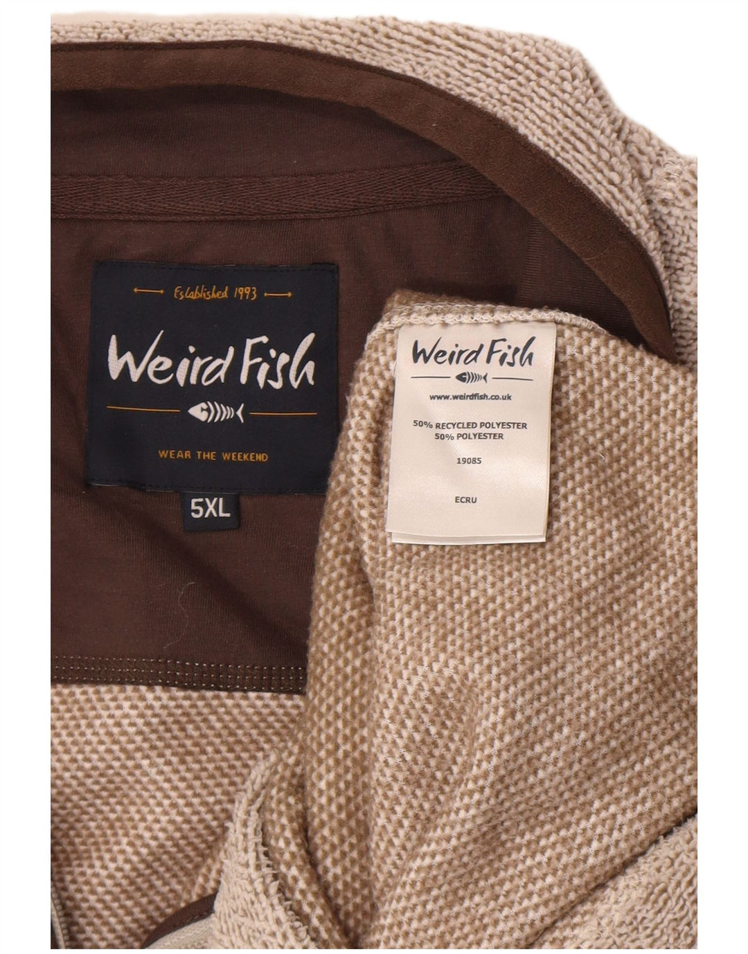 Weird Fish Pull à col zippé pour homme 5XL Marron Polyester
