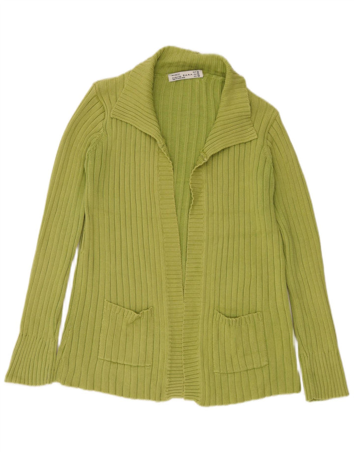 Zara Womens Open Cardigan Sweater UK 14 Coton Vert Moyen