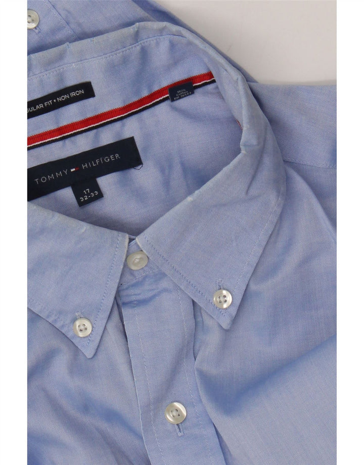 Tommy Hilfiger Chemise coupe régulière pour homme Taille 17 XL Bleu Coton