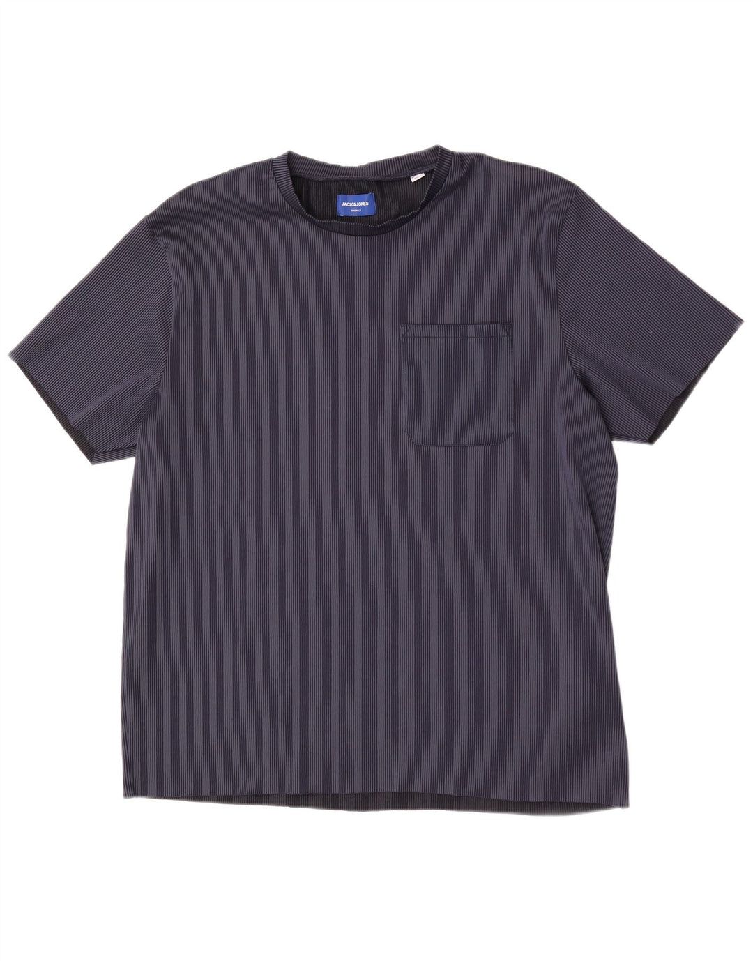 Jack & Jones T-Shirt Homme Top 2XL Bleu Marine Rayé Polyester