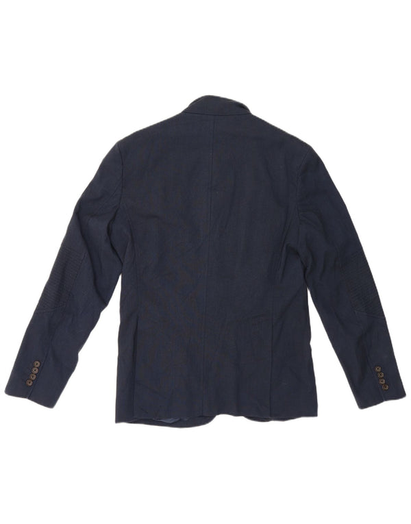 Zara Veste Blazer 4 Boutons Homme UK 40 Large Bleu Marine Polyester