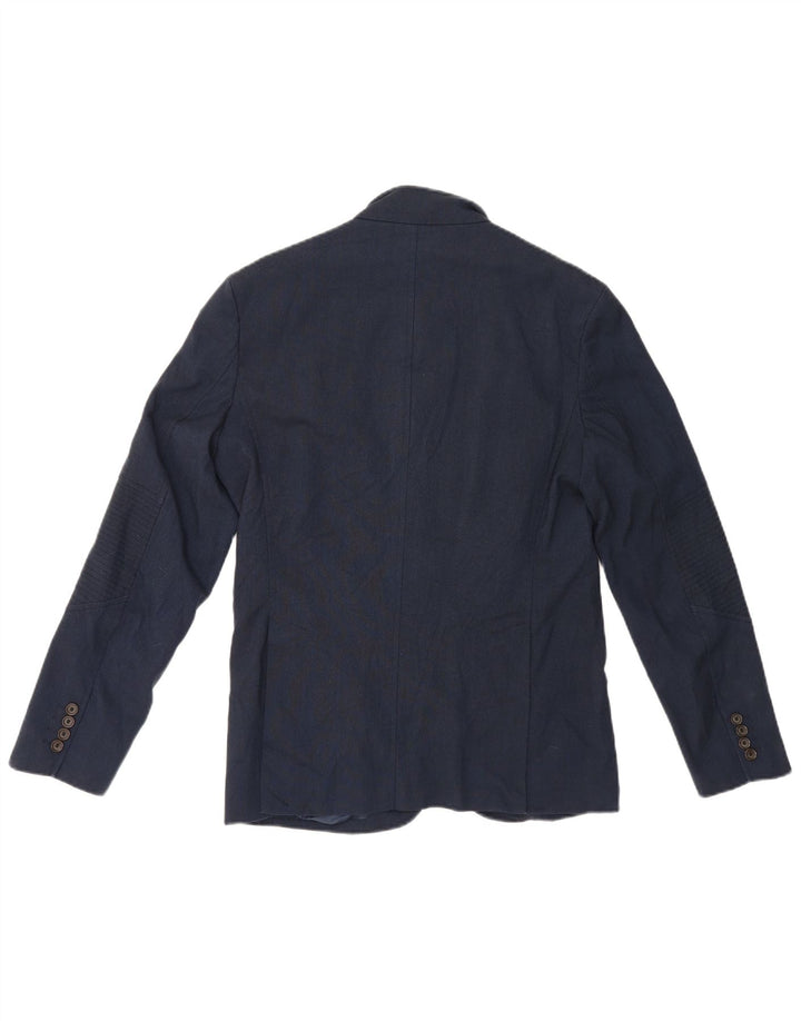 Zara Veste Blazer 4 Boutons Homme UK 40 Large Bleu Marine Polyester