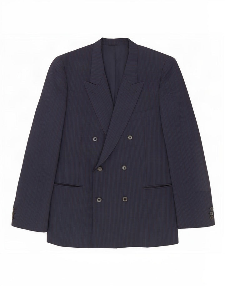 Monti Veste Blazer Croisée Homme IT 56 3XL Laine Rayée Bleu Marine