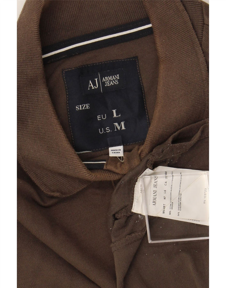 ARMANI JEANS Polo à Manches Longues Homme Marron Moyen Coton