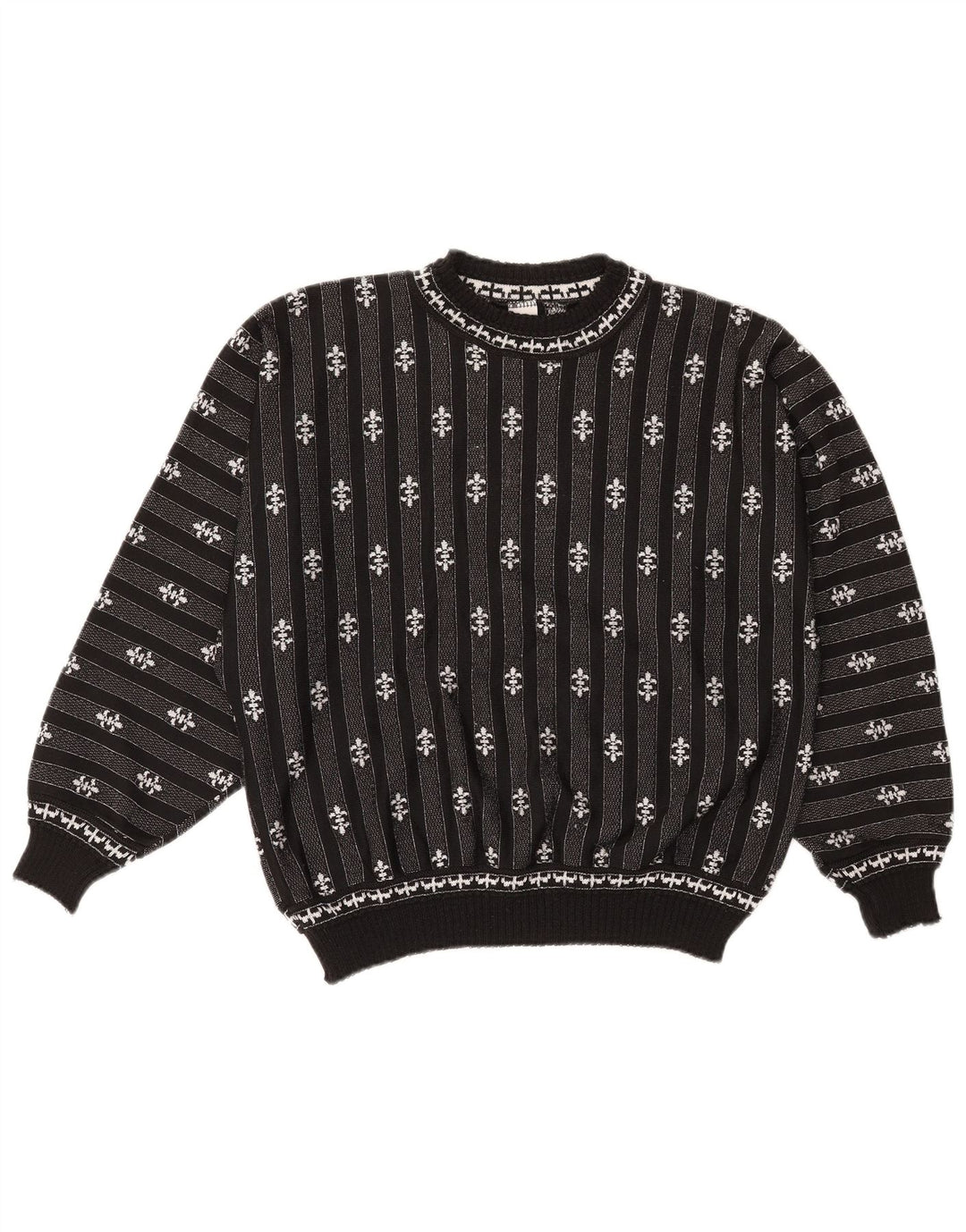 C & A Pull surdimensionné à col rond pour femme UK 14 Medium Noir Rayé