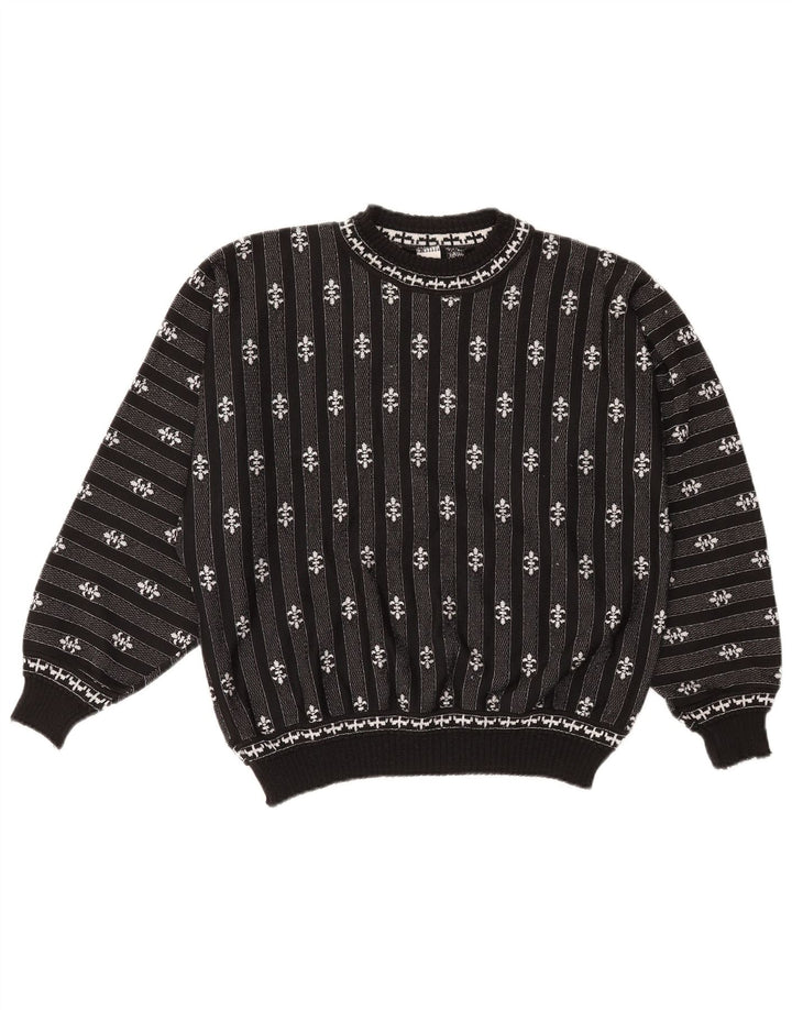 C & A Pull surdimensionné à col rond pour femme UK 14 Medium Noir Rayé