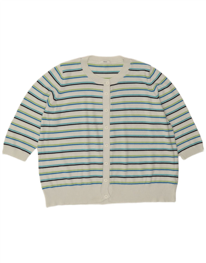 Marks & Spencer Pull Cardigan Femme UK 24 4XL Rayé Multicolore