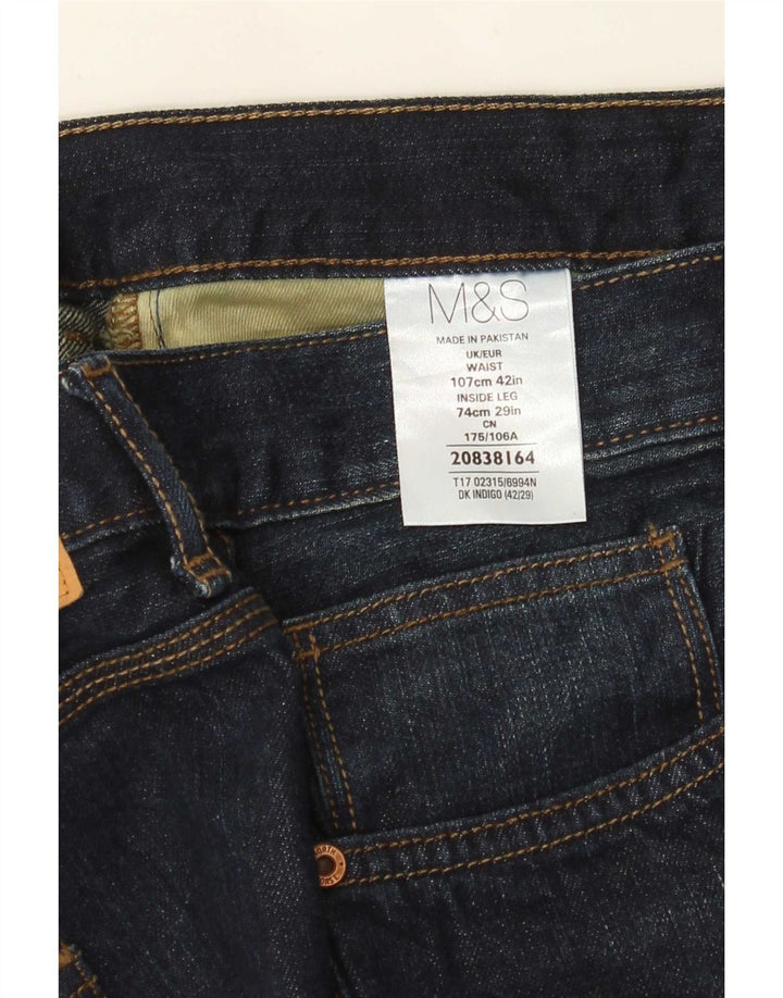Marks & Spencer Jean droit décontracté W42 L29 bleu marine en coton pour homme