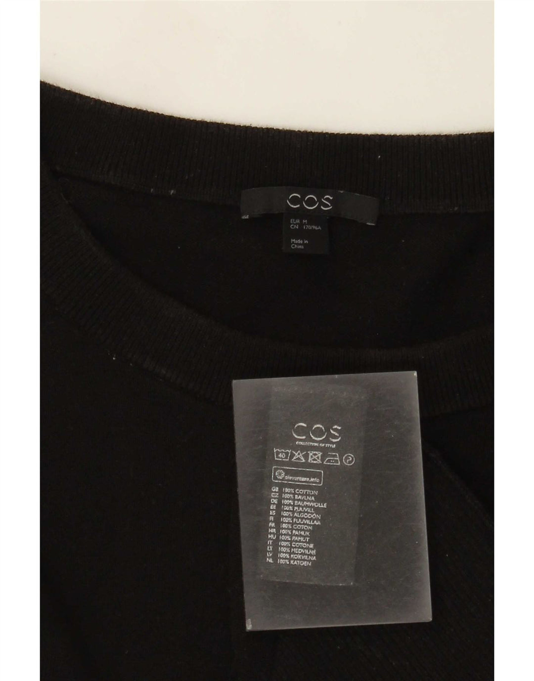 Cos Pull col bateau pour femme UK 14 en coton noir moyen