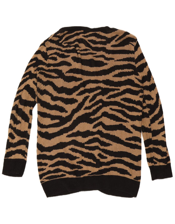 Zara Cardigan long pour femme en coton imprimé animal marron UK 16