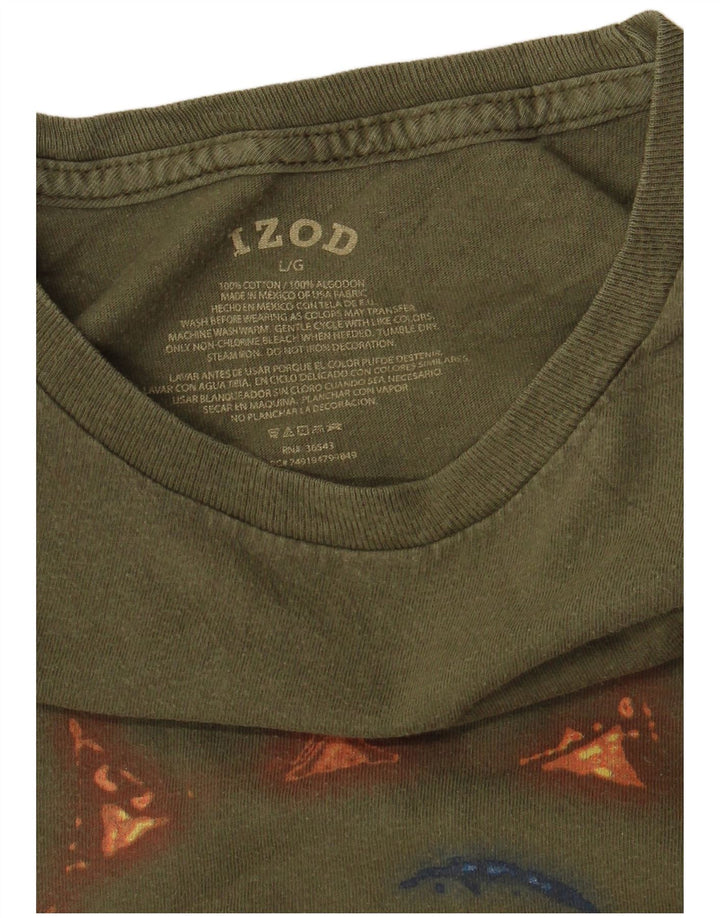 Izod T-Shirt Graphique Homme Haut Large Kaki Coton