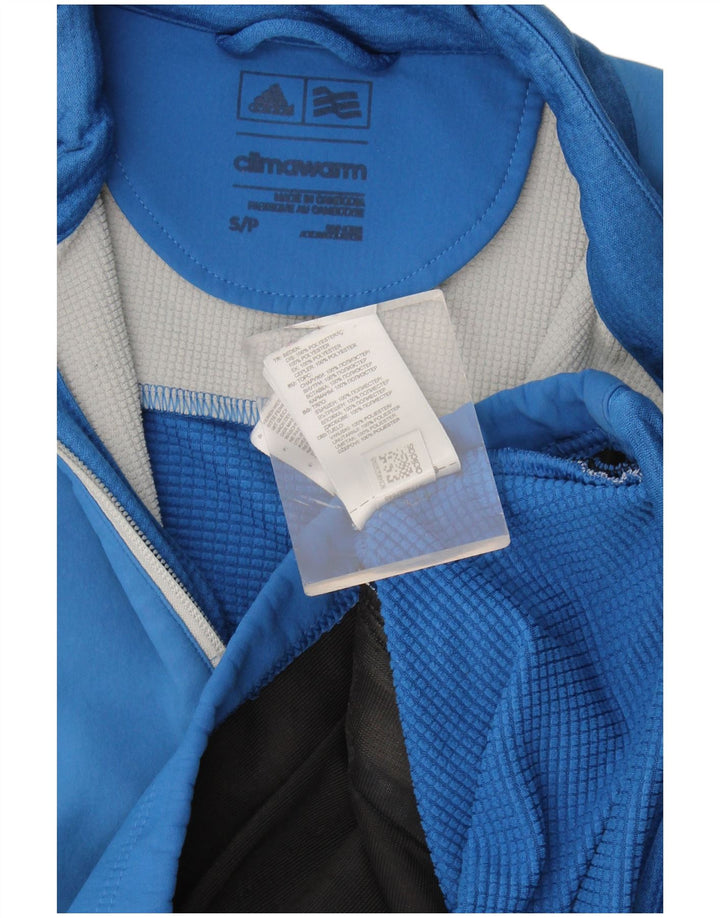 Adidas Hommes Climawarm Zip Neck Sweatshirt Jumper Petit Bleu Polyester