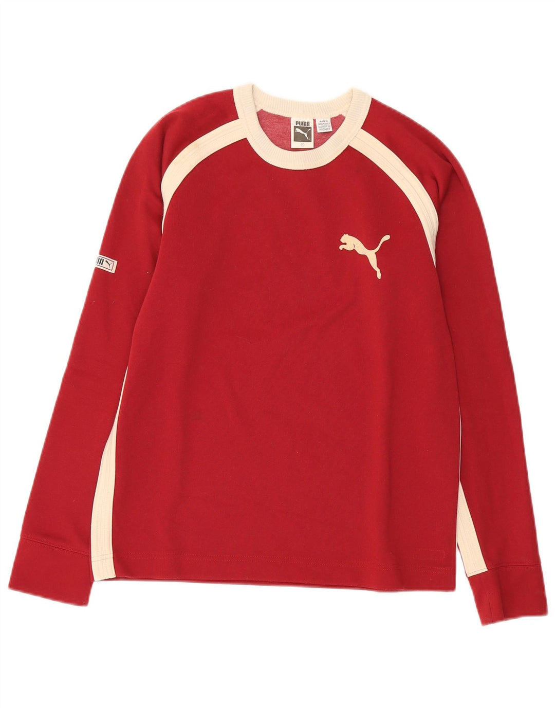 PUMA Haut à manches longues pour hommes en polyester color block petit rouge