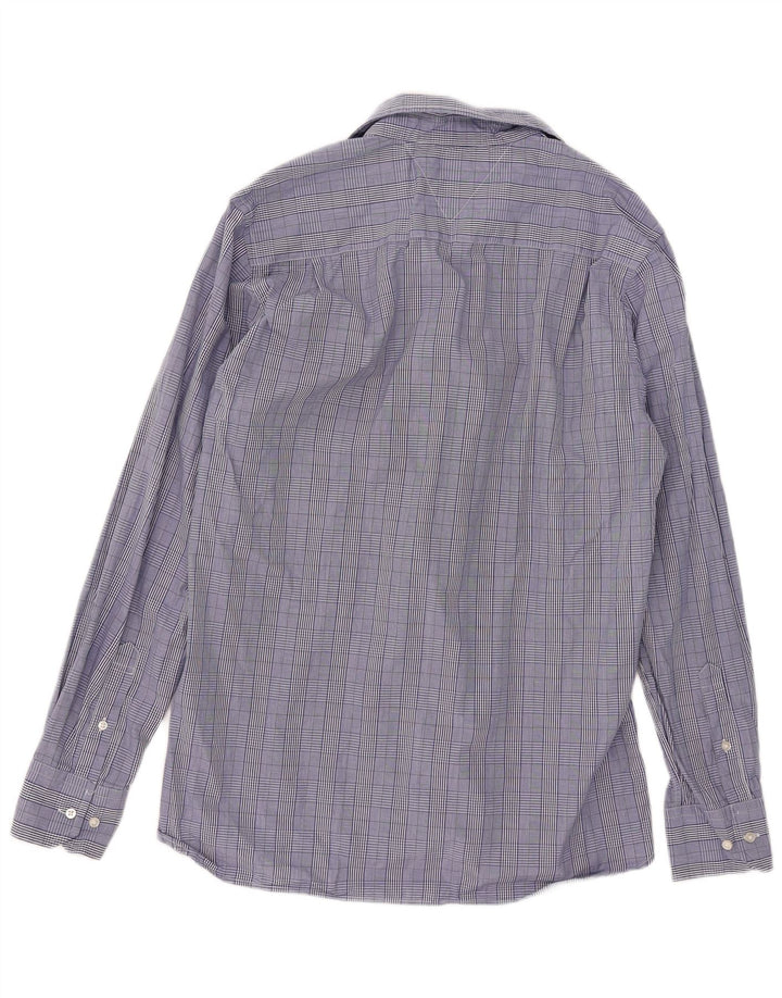 Tommy Hilfiger Chemise ajustée sur mesure pour homme Taille 15 1/2 16 Bleu moyen à carreaux