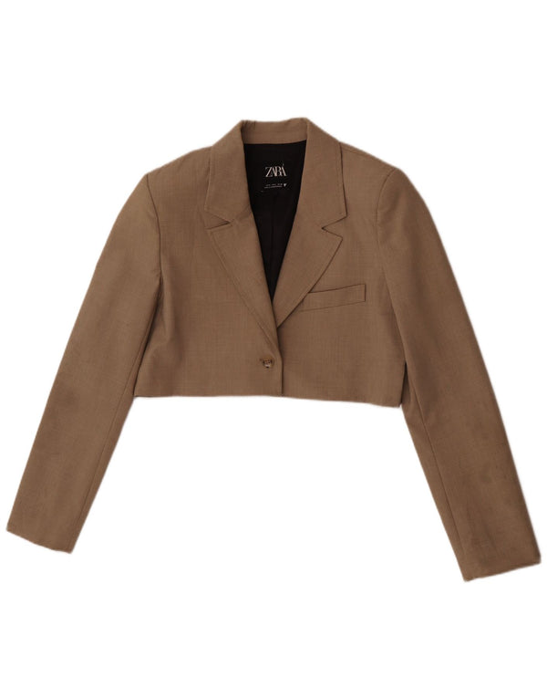 Zara Veste Boléro Femme UK 10 Small Marron