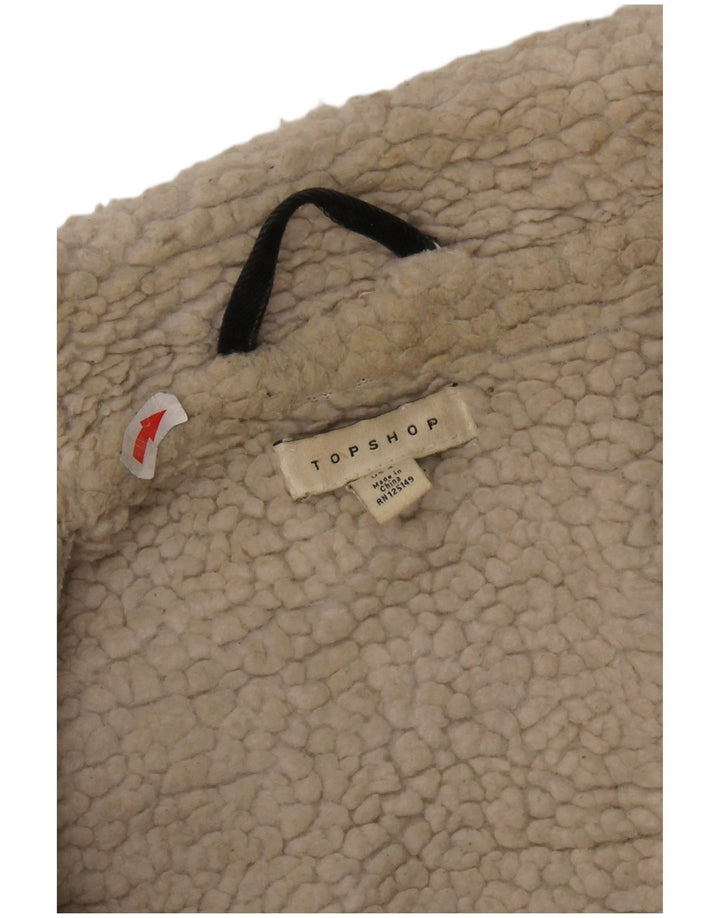 Topshop Veste en jean sherpa surdimensionnée pour femme UK 8 Small Noir Classique