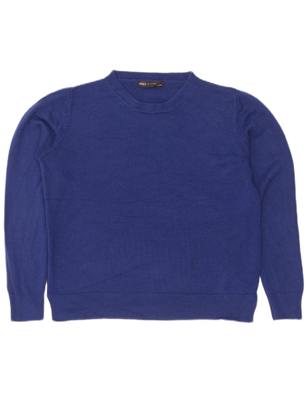 Marks & Spencer Pull ras du cou pour femme UK 14 Bleu moyen Acrylique