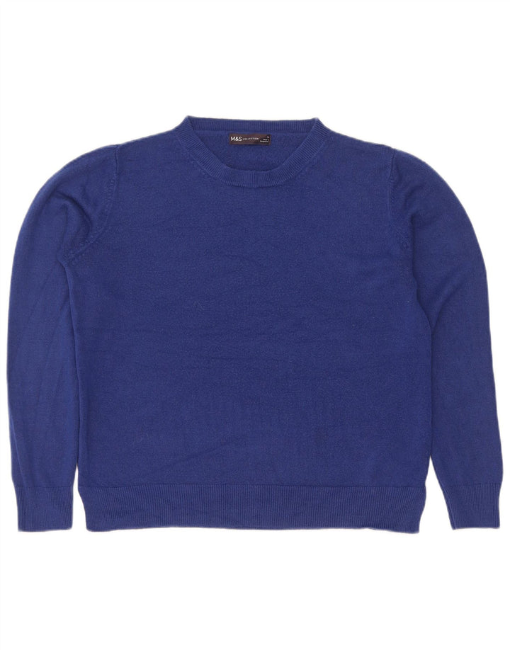 Marks & Spencer Pull ras du cou pour femme UK 14 Bleu moyen Acrylique