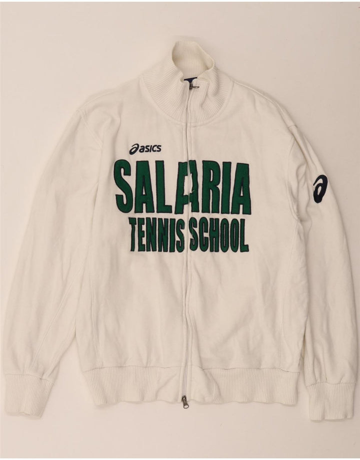 ASICS Veste de survêtement graphique pour homme XL en coton blanc