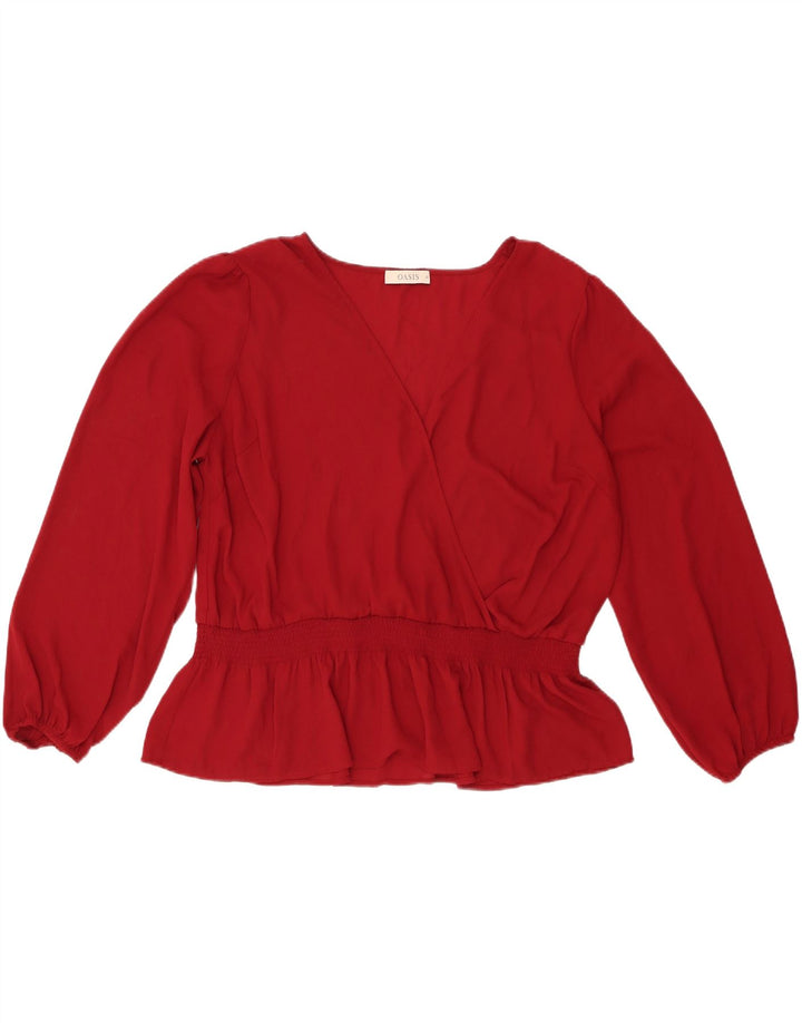 Oasis Chemisier à manches longues pour femme UK 22 3XL Bordeaux Polyester