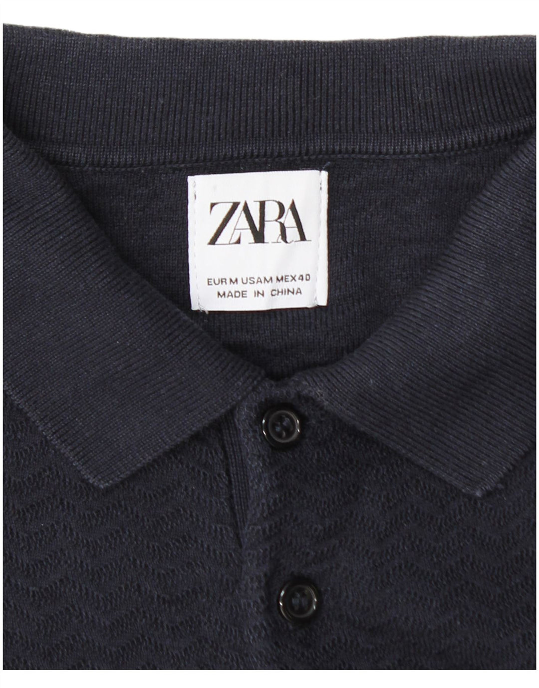 Zara Pull Col Polo Homme Bleu Marine Moyen