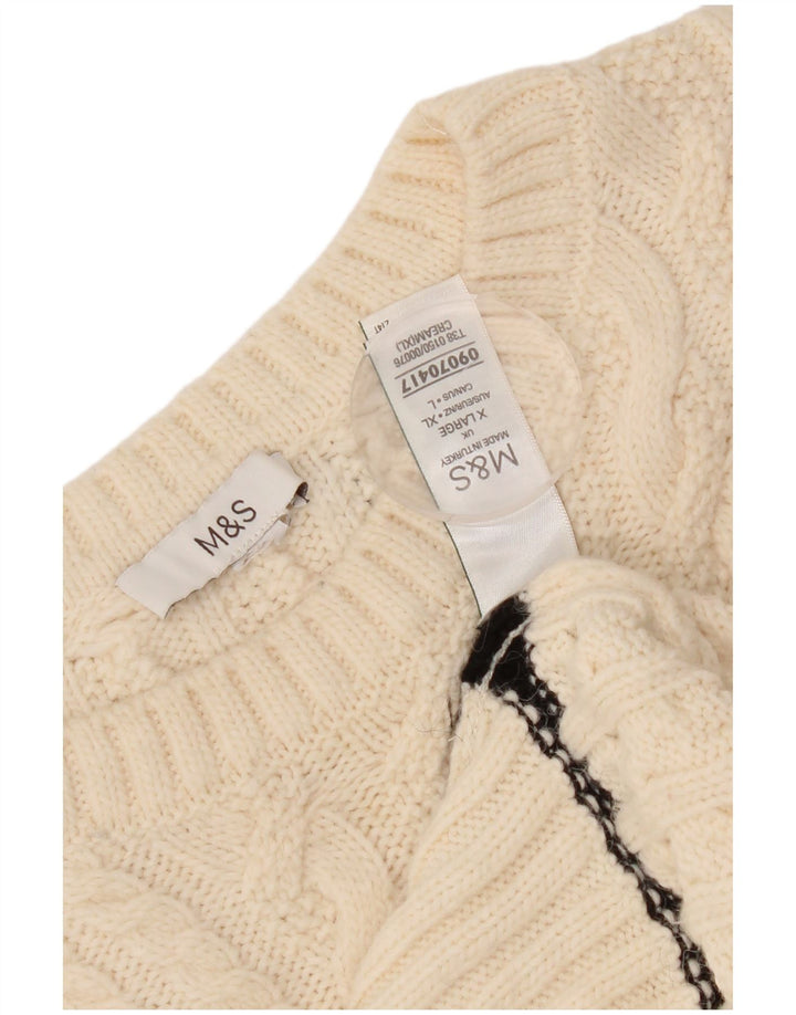 Marks & Spencer Pull surdimensionné à col rond pour femme UK 18 XL Blanc
