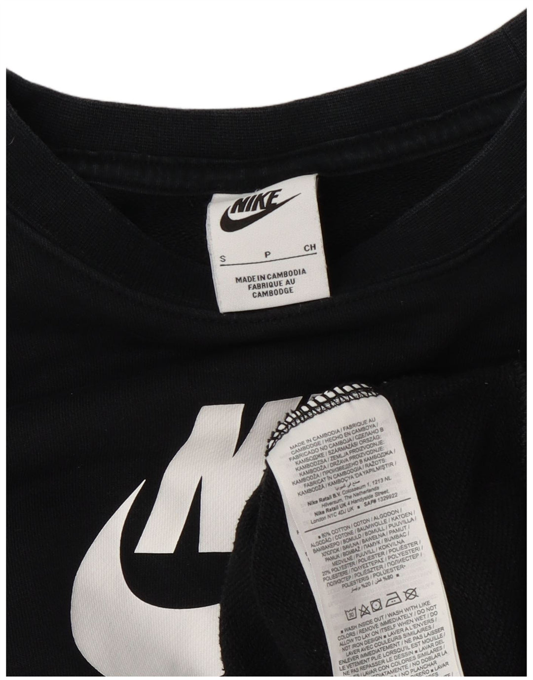 Nike Sweat-shirt surdimensionné graphique pour femme UK 10 Petit coton noir