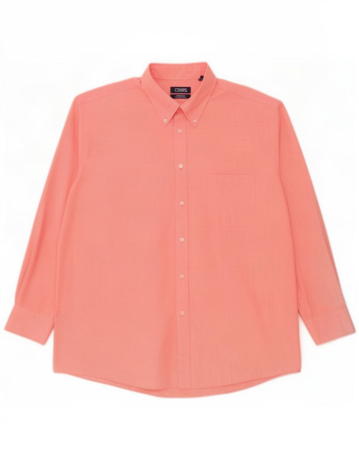 Chaps Chemise coupe classique pour homme Taille 18 2XL Pied de poule rose en coton
