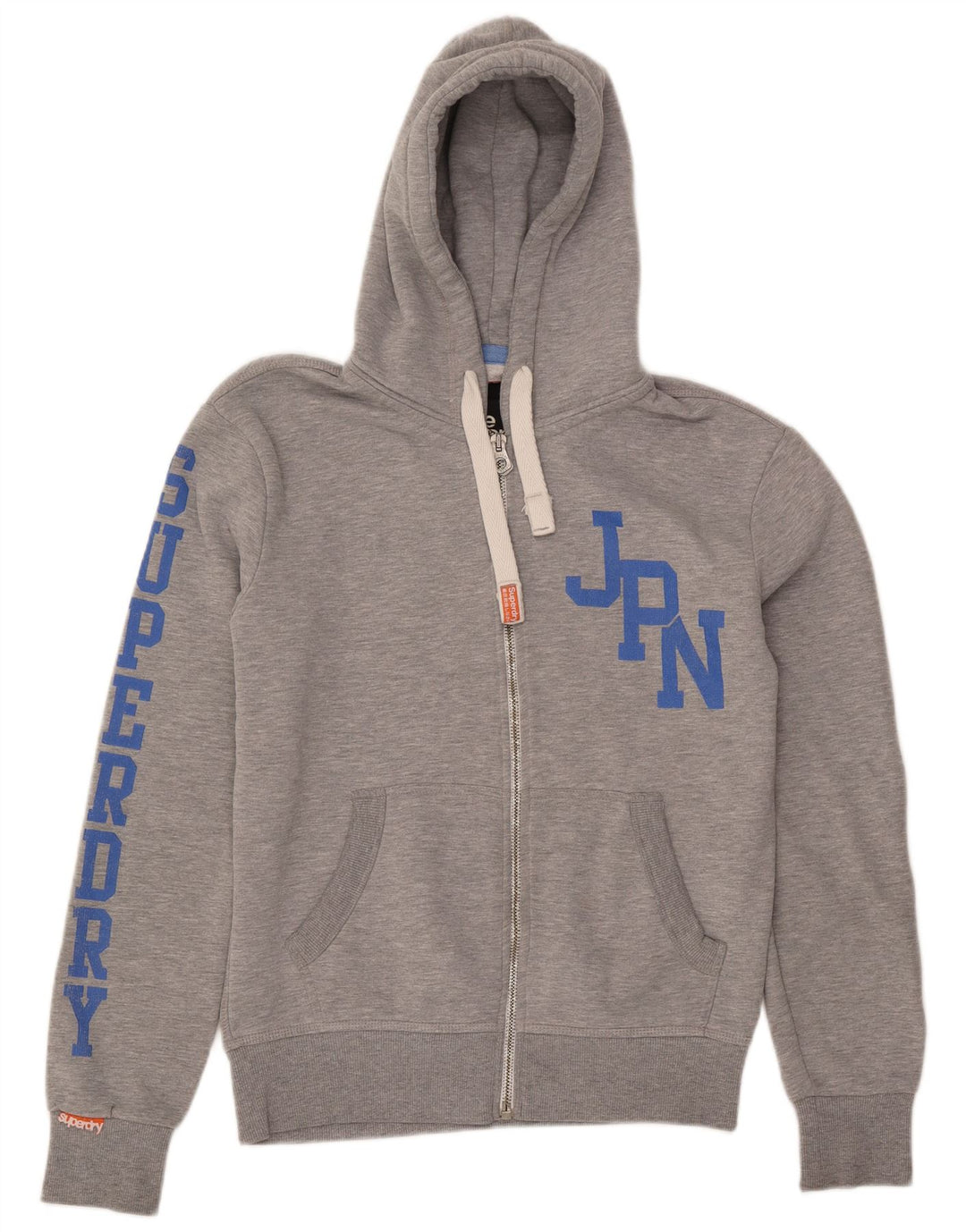 Superdry Pull à Capuche Graphique Zippé Homme Gris Moyen Polyester