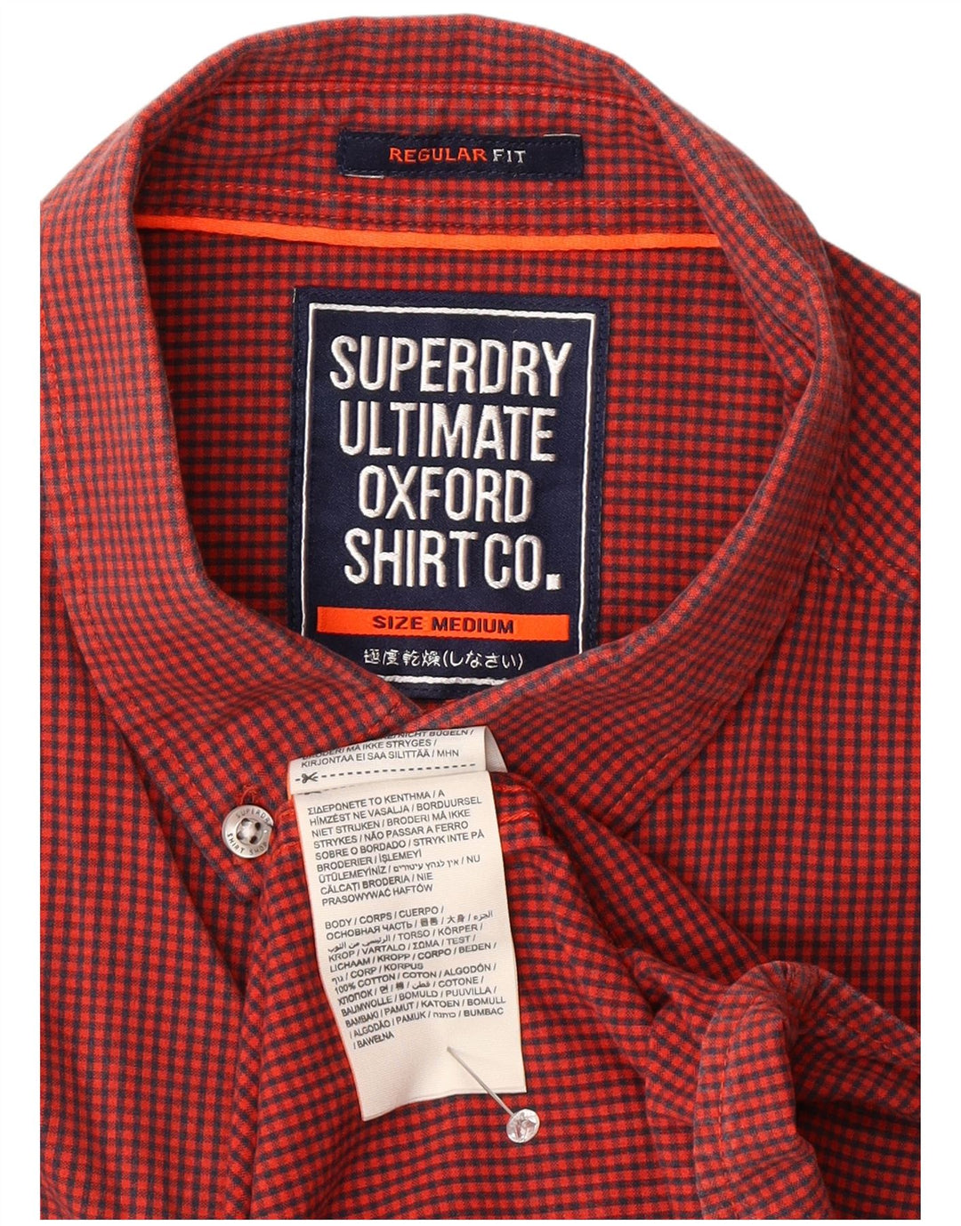 SUPERDRY Chemise Regular Fit Homme Rouge Moyen Vichy Coton
