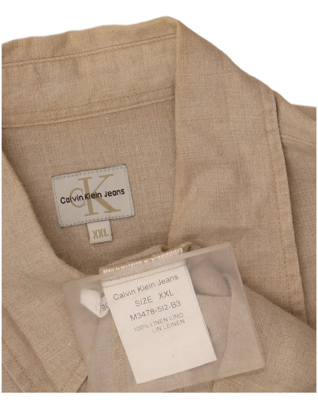 Calvin Klein Jeans Chemise Homme 2XL Lin Beige