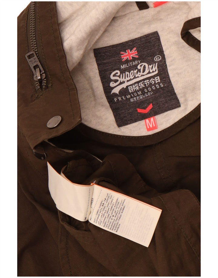 Superdry Veste Bomber À Capuche Femme UK 14 Coton Kaki Moyen