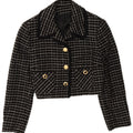 vintage Femmes 3 Bouton Crop Blazer Veste IT 42 Medium Black Check