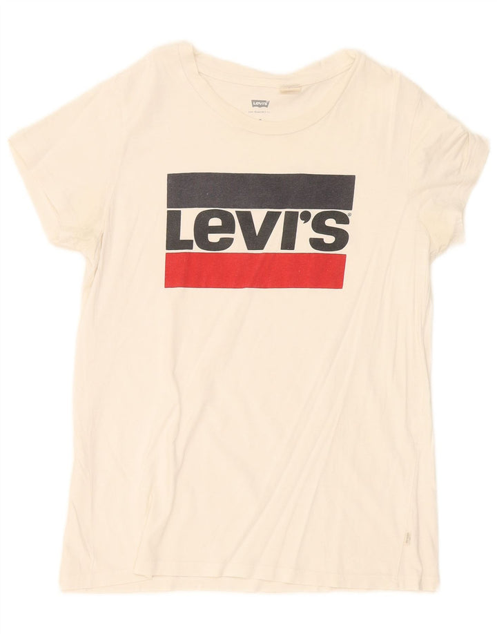 Levi's T-Shirt Graphique Femme UK 12 Blanc Moyen