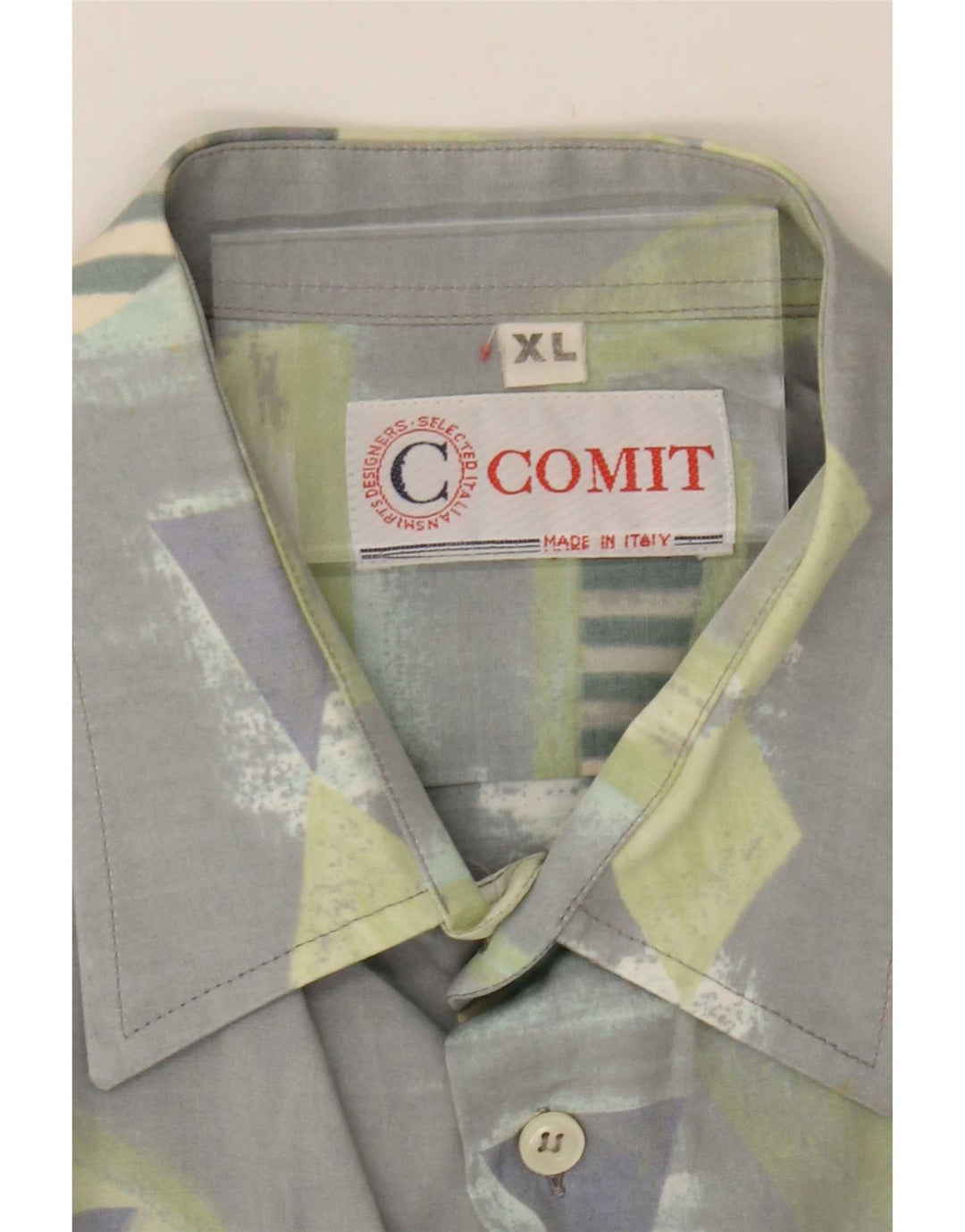 Chemise à motif abstrait vintage pour hommes XL Viscose grise