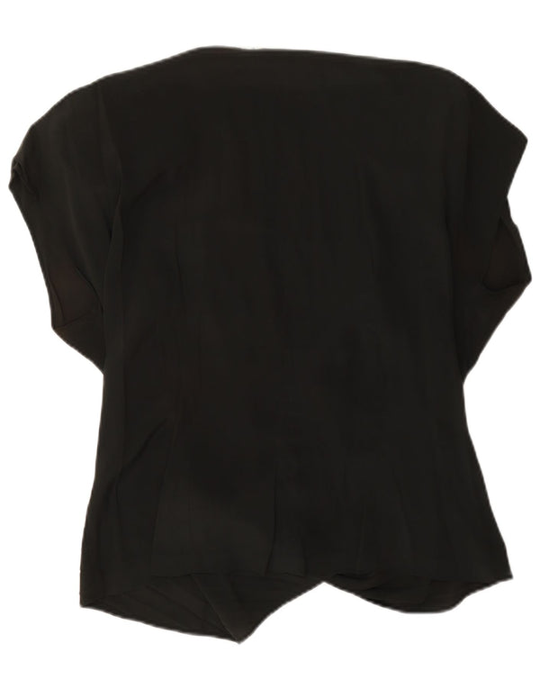vintage Femmes Surdimensionné Wrap Blouse Top US 4 Petit Acétate Noir
