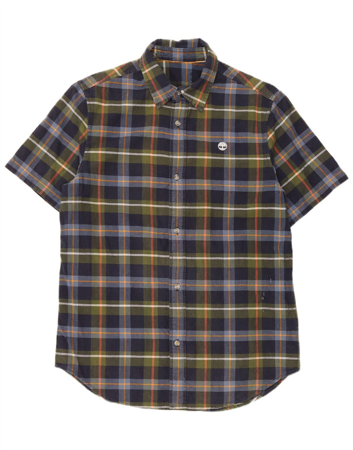 Timberland Chemise à manches courtes homme bleu marine moyen à carreaux en coton